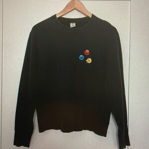 Uniqlo x KAWS Black Crewneck with Red, Blue & Yellow Embroidered Faces